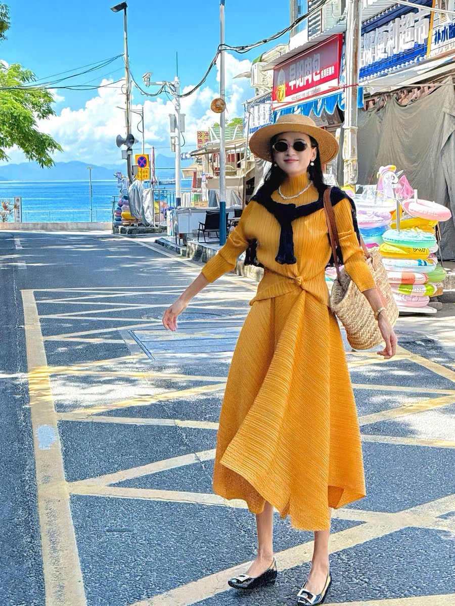 584 이세 ISE 플리츠플리즈 스커트팬츠
