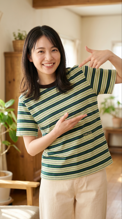 727 랑 LAN 비즈 로고 스트라이프 티셔츠