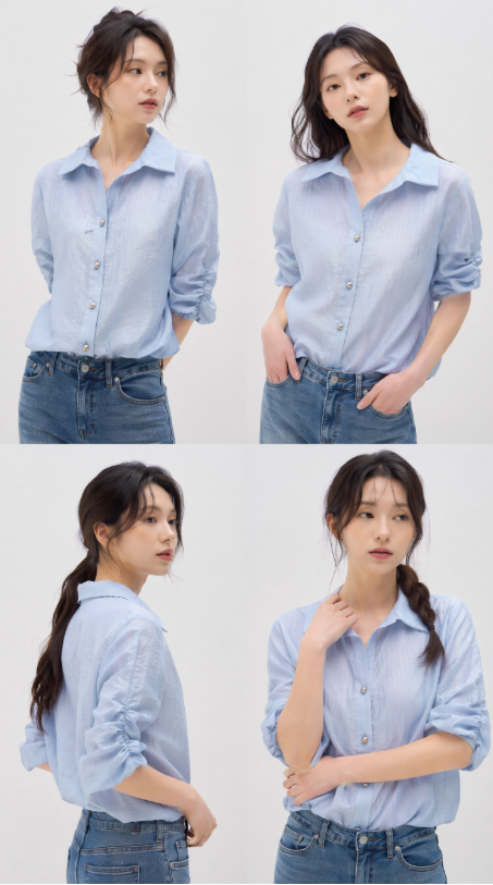 917 오브 OBZ 스트라이프 셔링 밴딩 블라우스