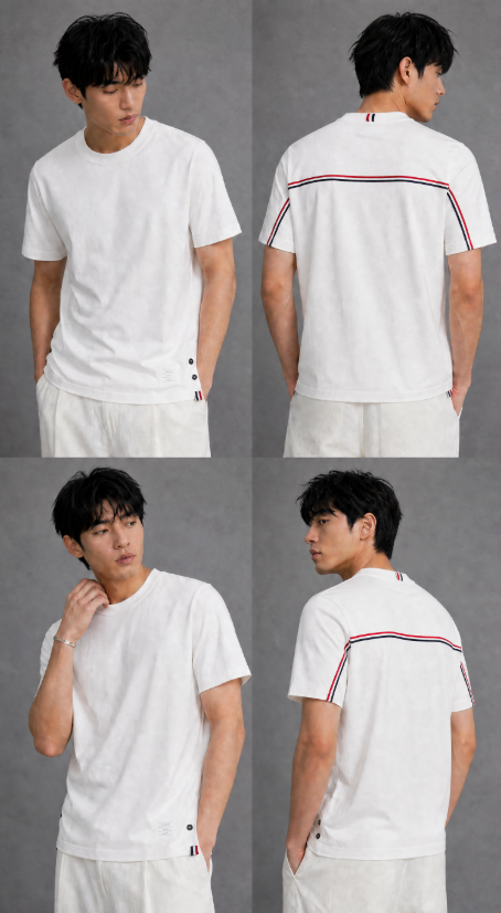 104 톰브 THO 남성 숄더 삼색 스트라이프 티셔츠